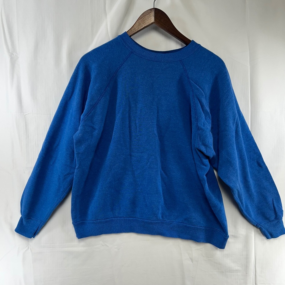 Tultex Sweatshirt Unisex Large Blue Vintage Raglan Sleeve Made in USA
